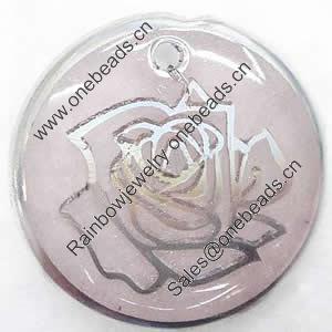 Inner Picture Acrylic Pendant, Flat round, 21x4mm, Hole:Approx 2mm, Sold by PC