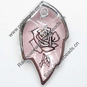 Inner Picture Acrylic Pendant, Leaf, 15x25x6mm, Hole:Approx 2mm, Sold by PC