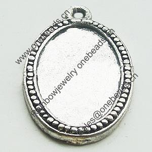 Zinc Alloy Pendant Settings, Lead-free, 17x27mm, Sold by Bag