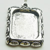 Zinc Alloy Pendant Settings, Lead-free, Outside diameter:19x25mm, Interior diameter:14x17mm, Sold by Bag