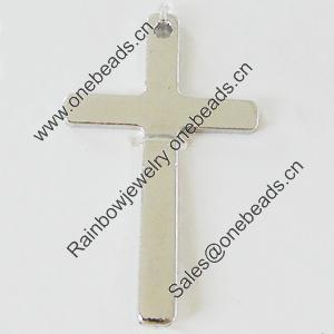 Pendant, Zinc Alloy Jewelry Findings, Lead-free, Cross 21x35mm, Sold by Bag