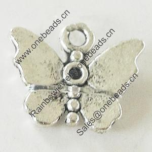 Pendant, Zinc Alloy Jewelry Findings, Lead-free, Butterfly 14x11mm, Sold by Bag