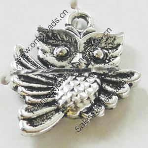 Pendant, Zinc Alloy Jewelry Findings, Lead-free, Owl 17x20mm, Sold by Bag