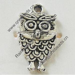 Pendant, Zinc Alloy Jewelry Findings, Lead-free, Owl 11x20mm, Sold by Bag