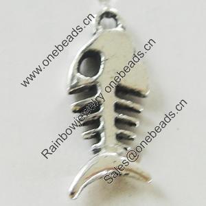 Pendant, Zinc Alloy Jewelry Findings, Lead-free, Fish 7x19mm, Sold by Bag