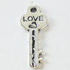 Pendant, Zinc Alloy Jewelry Findings, Lead-free, Key 10x25mm, Sold by Bag