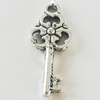 Pendant, Zinc Alloy Jewelry Findings, Lead-free, Key 10x23mm, Sold by Bag