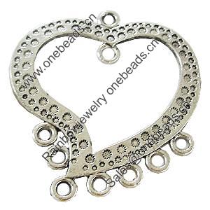 Connectors, Zinc Alloy Jewelry Findings, Lead-free, Heart 40x45mm, Sold by Bag