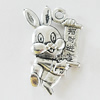 Pendant, Zinc Alloy Jewelry Findings, Lead-free, Rabbit 15x22mm, Sold by Bag