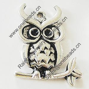 Pendant, Zinc Alloy Jewelry Findings, Lead-free, Owl 19x25mm, Sold by Bag
