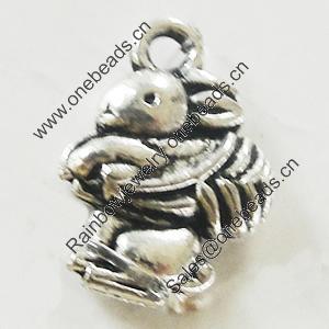 Pendant, Zinc Alloy Jewelry Findings, Lead-free, Rabbit 11x15mm, Sold by Bag