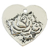 Pendant, Zinc Alloy Jewelry Findings, Lead-free, Heart 39x36mm, Sold by Bag