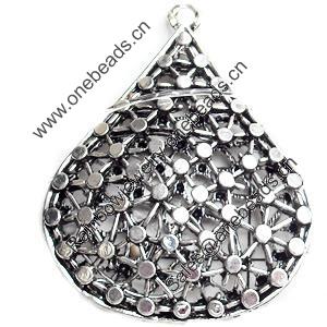 Hollow Bali Pendant Zinc Alloy Jewelry Findings, Lead-free, 38x46mm, Sold by Bag