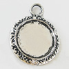 Zinc Alloy Pendant Settings, Lead-free, Outside diameter:26x34mm, Interior diameter:20mm, Sold by Bag