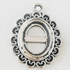 Zinc Alloy Pendant Settings, Lead-free, 24x34mm, Sold by Bag