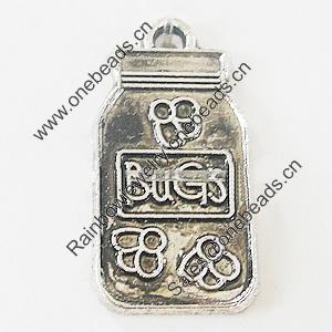 Pendant, Zinc Alloy Jewelry Findings, Lead-free, 12x23mm, Sold by Bag