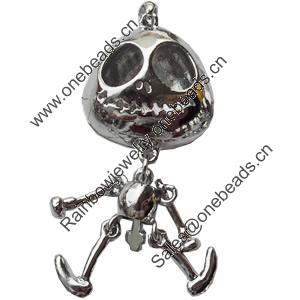 Pendant, Zinc Alloy Jewelry Findings, Lead-free, 30x72mm, Sold by Bag