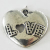 Pendant, Zinc Alloy Jewelry Findings, Lead-free, Heart 25x23mm, Sold by Bag