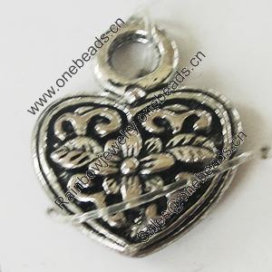 Pendant, Zinc Alloy Jewelry Findings, Lead-free, Heart 19x22mm, Sold by Bag