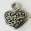 Pendant, Zinc Alloy Jewelry Findings, Lead-free, Heart 19x22mm, Sold by Bag