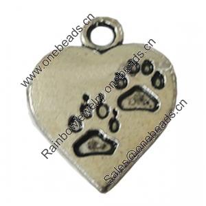 Pendant, Zinc Alloy Jewelry Findings, Lead-free, Heart 13x17mm, Sold by Bag