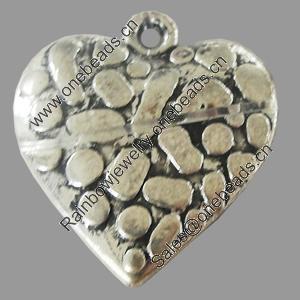 Pendant, Zinc Alloy Jewelry Findings, Lead-free, Heart 22x24mm, Sold by Bag