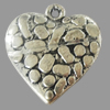 Pendant, Zinc Alloy Jewelry Findings, Lead-free, Heart 22x24mm, Sold by Bag