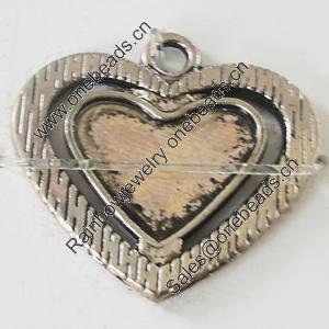 Pendant, Zinc Alloy Jewelry Findings, Lead-free, Heart 26x24mm, Sold by Bag