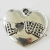 Pendant, Zinc Alloy Jewelry Findings, Lead-free, Heart 25x23mm, Sold by Bag