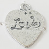Pendant, Zinc Alloy Jewelry Findings, Lead-free, Heart 15x20mm, Sold by Bag