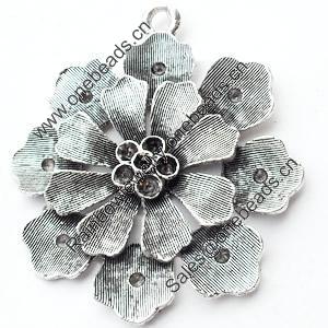 Pendant, Zinc Alloy Jewelry Findings, Lead-free, Flower, 53x59mm, Sold by Bag