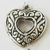 Pendant, Zinc Alloy Jewelry Findings, Lead-free, Heart 20x22mm, Sold by Bag