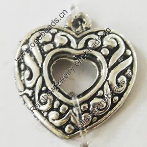 Pendant, Zinc Alloy Jewelry Findings, Lead-free, Heart 20x22mm, Sold by Bag