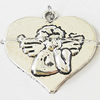 Pendant, Zinc Alloy Jewelry Findings, Lead-free, Heart 27x25mm, Sold by Bag