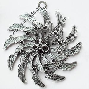 Pendant, Zinc Alloy Jewelry Findings, Lead-free, Flower, 55x62mm, Sold by Bag