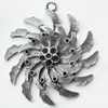 Pendant, Zinc Alloy Jewelry Findings, Lead-free, Flower, 55x62mm, Sold by Bag