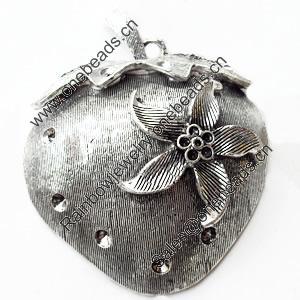 Pendant, Zinc Alloy Jewelry Findings, Lead-free, 52x64mm, Sold by Bag