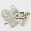 Pendant, Zinc Alloy Jewelry Findings, Lead-free, Heart 35x26mm, Sold by Bag