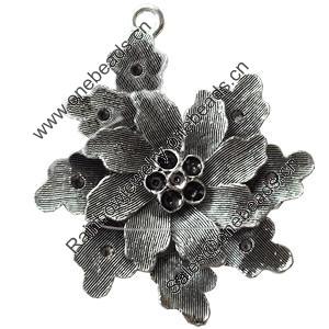 Pendant, Zinc Alloy Jewelry Findings, Lead-free, Flower, 53x63mm, Sold by Bag