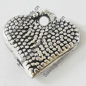 Pendant, Zinc Alloy Jewelry Findings, Lead-free, Heart 15x16mm, Sold by Bag