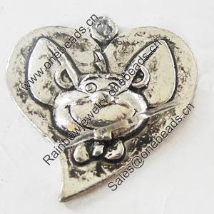 Pendant, Zinc Alloy Jewelry Findings, Lead-free, Heart 25x25mm, Sold by Bag