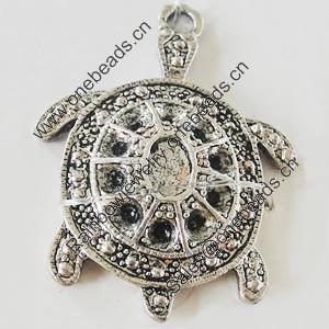 Pendant, Zinc Alloy Jewelry Findings, Lead-free, Tortoise 27x36mm, Sold by Bag