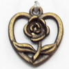 Pendant, Zinc Alloy Jewelry Findings, Lead-free, Heart, 16x18mm, Sold by Bag