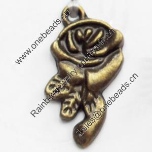 Pendant, Zinc Alloy Jewelry Findings, Lead-free, Flower, 12x23mm, Sold by Bag