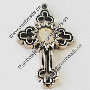 Pendant, Zinc Alloy Jewelry Findings, Lead-free, Cross 25x39mm, Sold by Bag