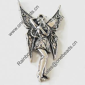 Pendant, Zinc Alloy Jewelry Findings, Lead-free, 26x48mm, Sold by Bag