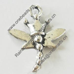 Pendant, Zinc Alloy Jewelry Findings, Lead-free, Dragonfly 15x18mm, Sold by Bag