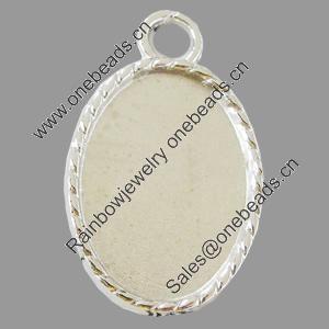 Zinc Alloy Pendant Settings, Lead-free, Outside diameter:24x40mm, Interior diameter:21x29mm, Sold by Bag