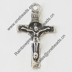 Pendant, Zinc Alloy Jewelry Findings, Lead-free, Cross 13x23mm, Sold by Bag