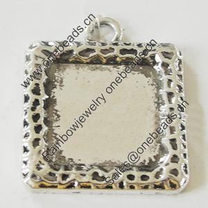 Zinc Alloy Pendant Settings, Lead-free, Outside diameter:18x22mm, Interior diameter:13mm, Sold by Bag